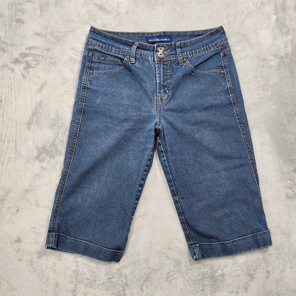 BandolinoBlu Shorts Womens 8 Blue Bermuda Denim Stretch Cuffed Casual Summer